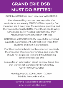 Information Picket @ Grand Erie District School Board Office